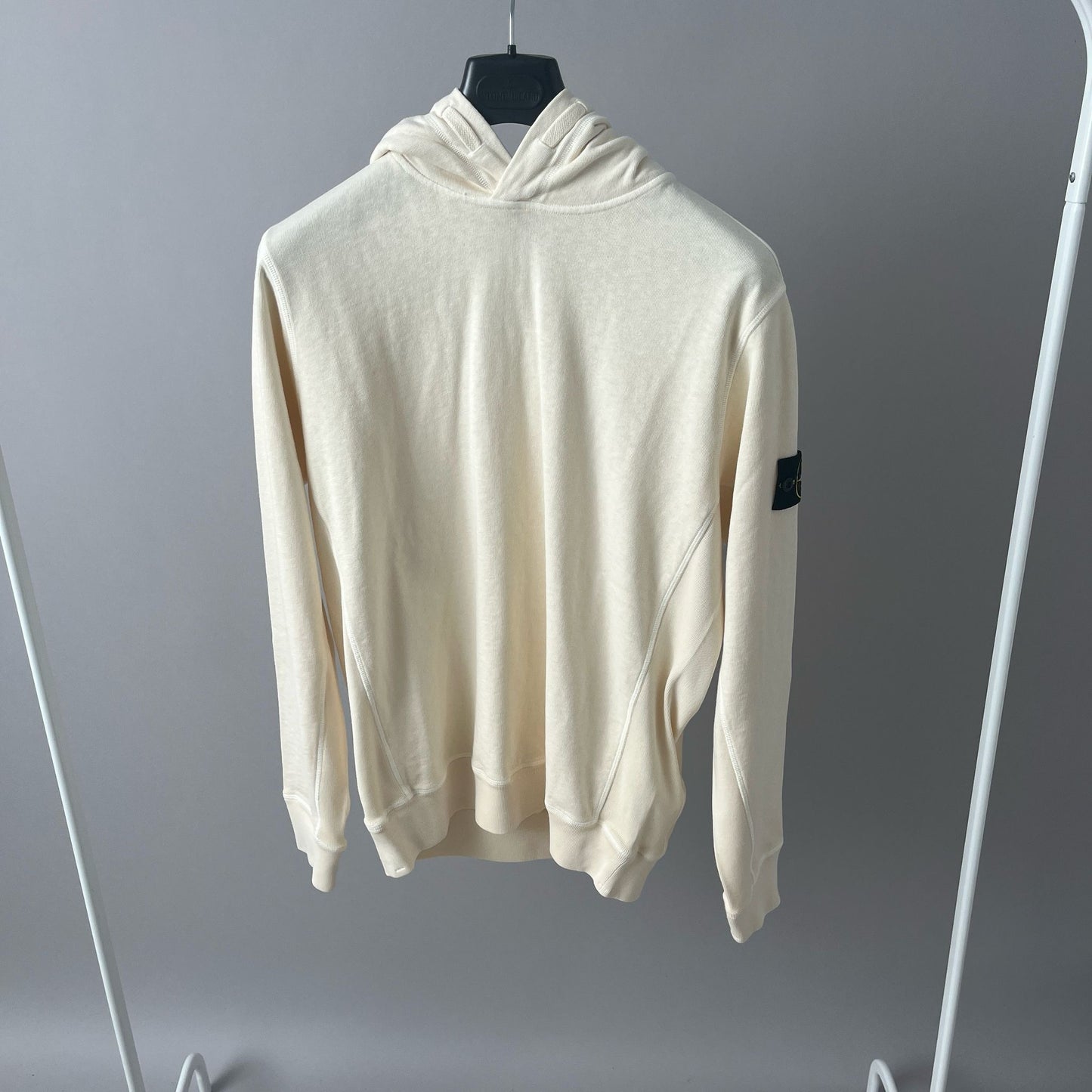 Stone Island Malfile Fleece 'Old' Effect Ivory Hoodie