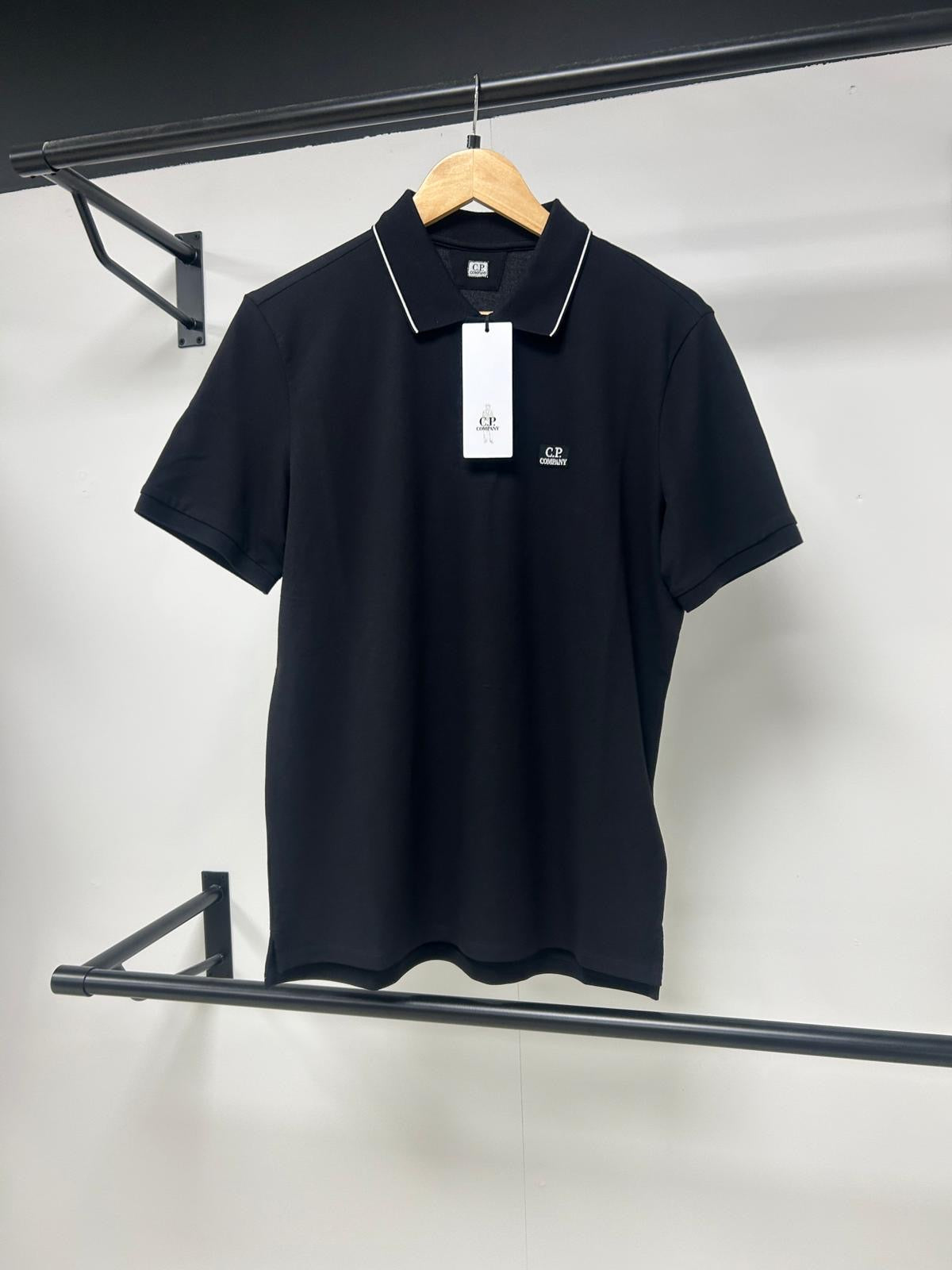 C.P Company Black Cotton Polo Shirt