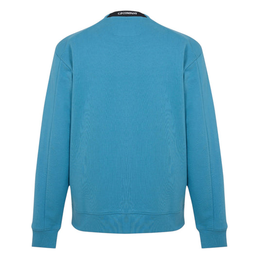 C.P. Company Diagonal Raised Fleece Crewneck Aegean Blue Sweatshirt