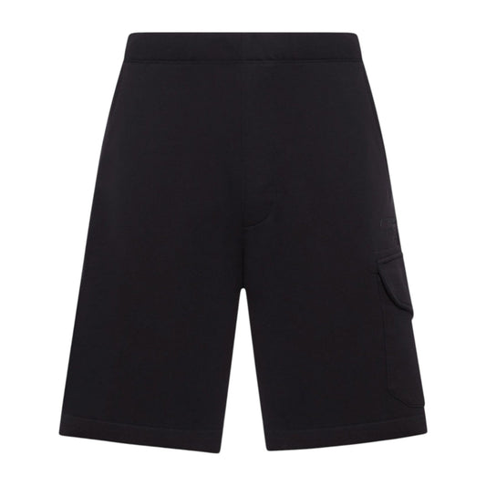 C.P. Company Diagonal Raised Embroidered Logo Black Shorts