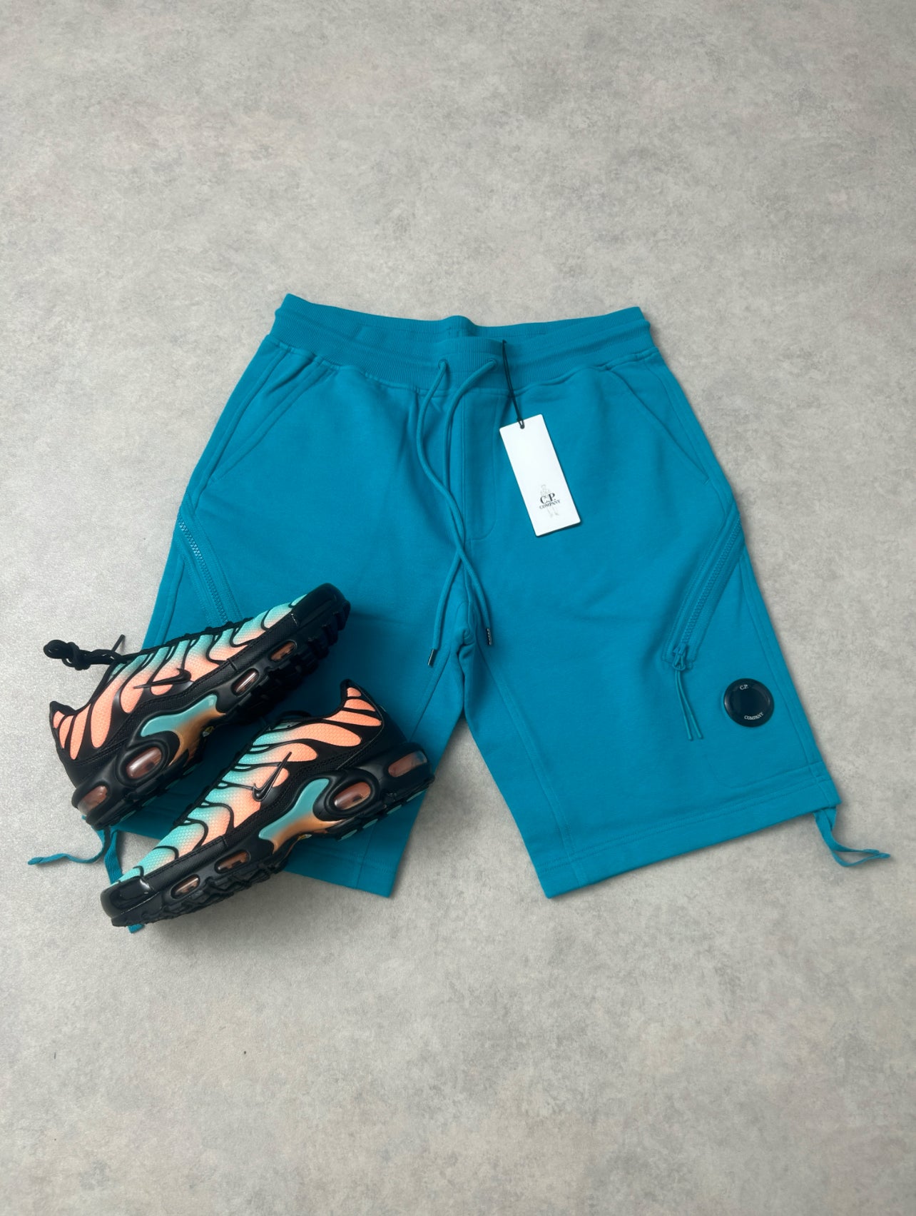 C.P. Company Turquoise Lens With Zips Shorts