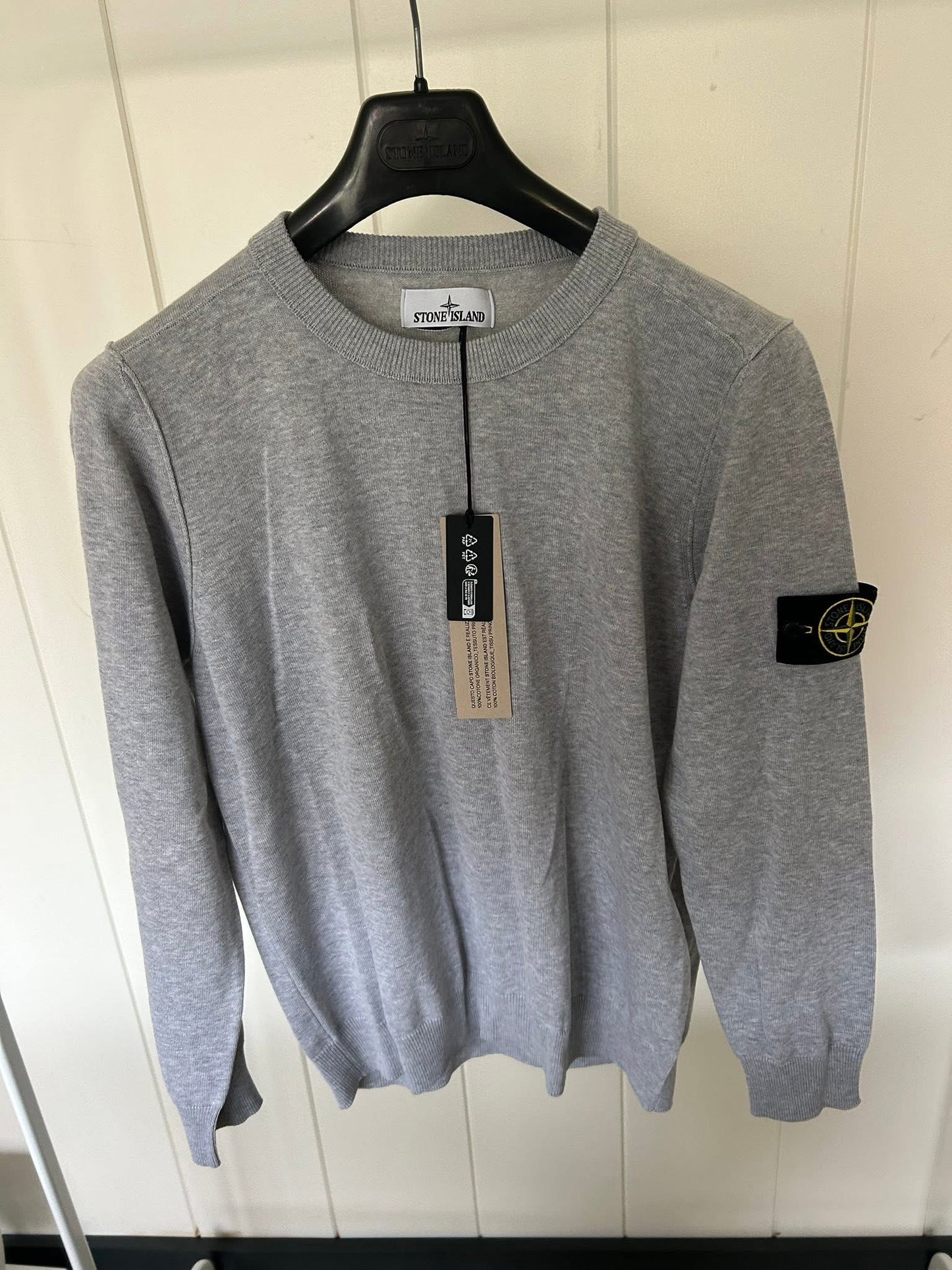 Stone Island Light Raw Hand Grey Knit Sweatshirt
