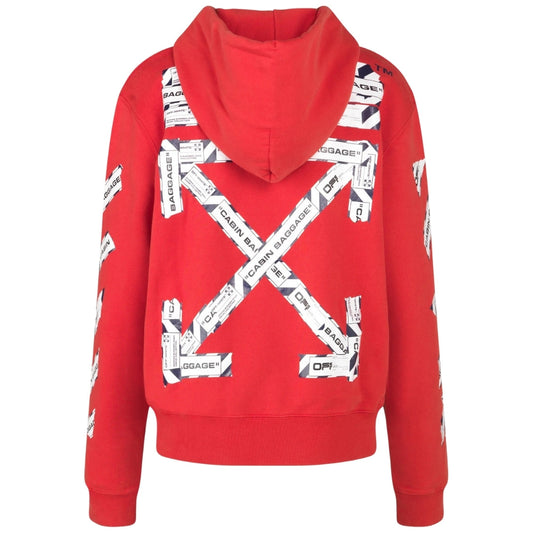 Off-White Airport Tape Diagonal Red Hoodie