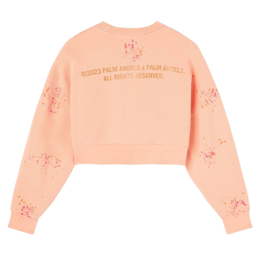 Palm Angels Pxp Painted Cropped Crew Coral S