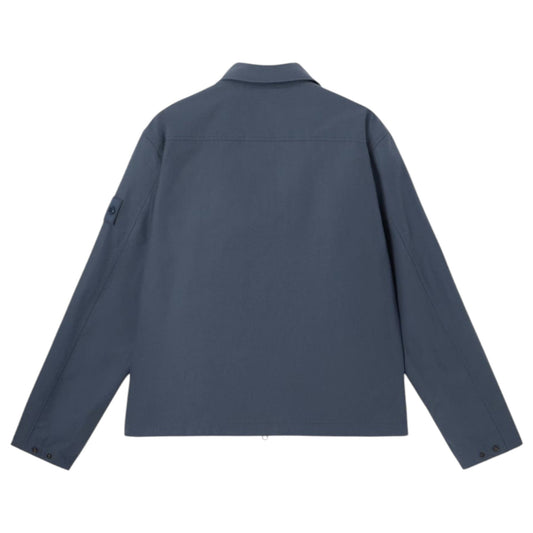 Stone Island All-Weather Cotton Canvas S.I. Ghost Slate Blue Overshirt