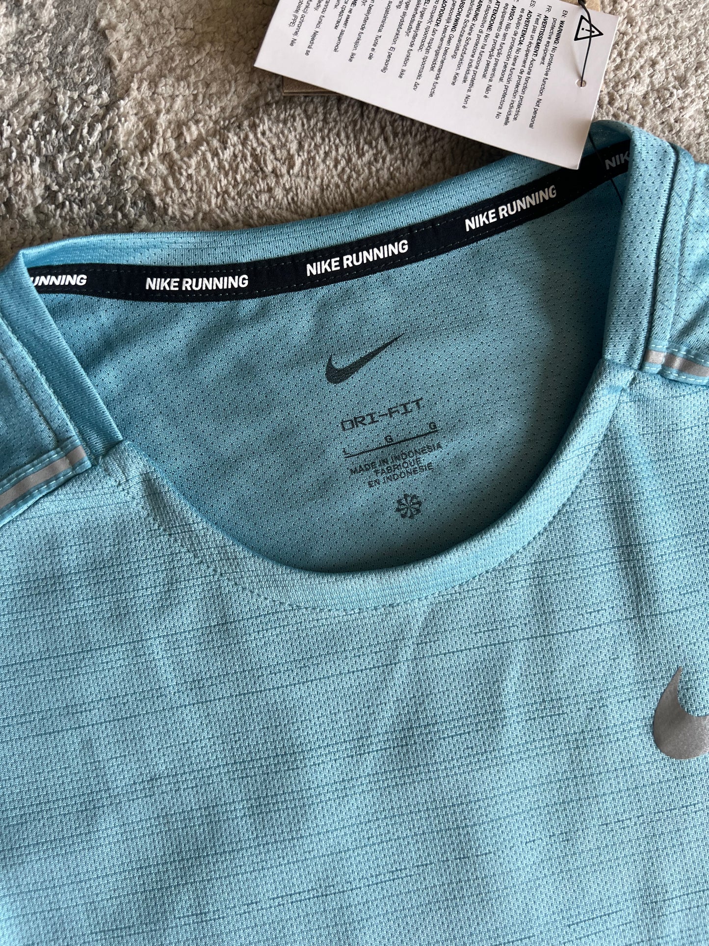 Nike Miler Turquoise Tee Men’s Athletic Top Dri-FIT Breathable Running Gym