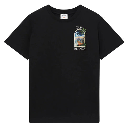 Casablanca La Night Printed T-Shirt Black T-Shirt - Style Centre Wholesale