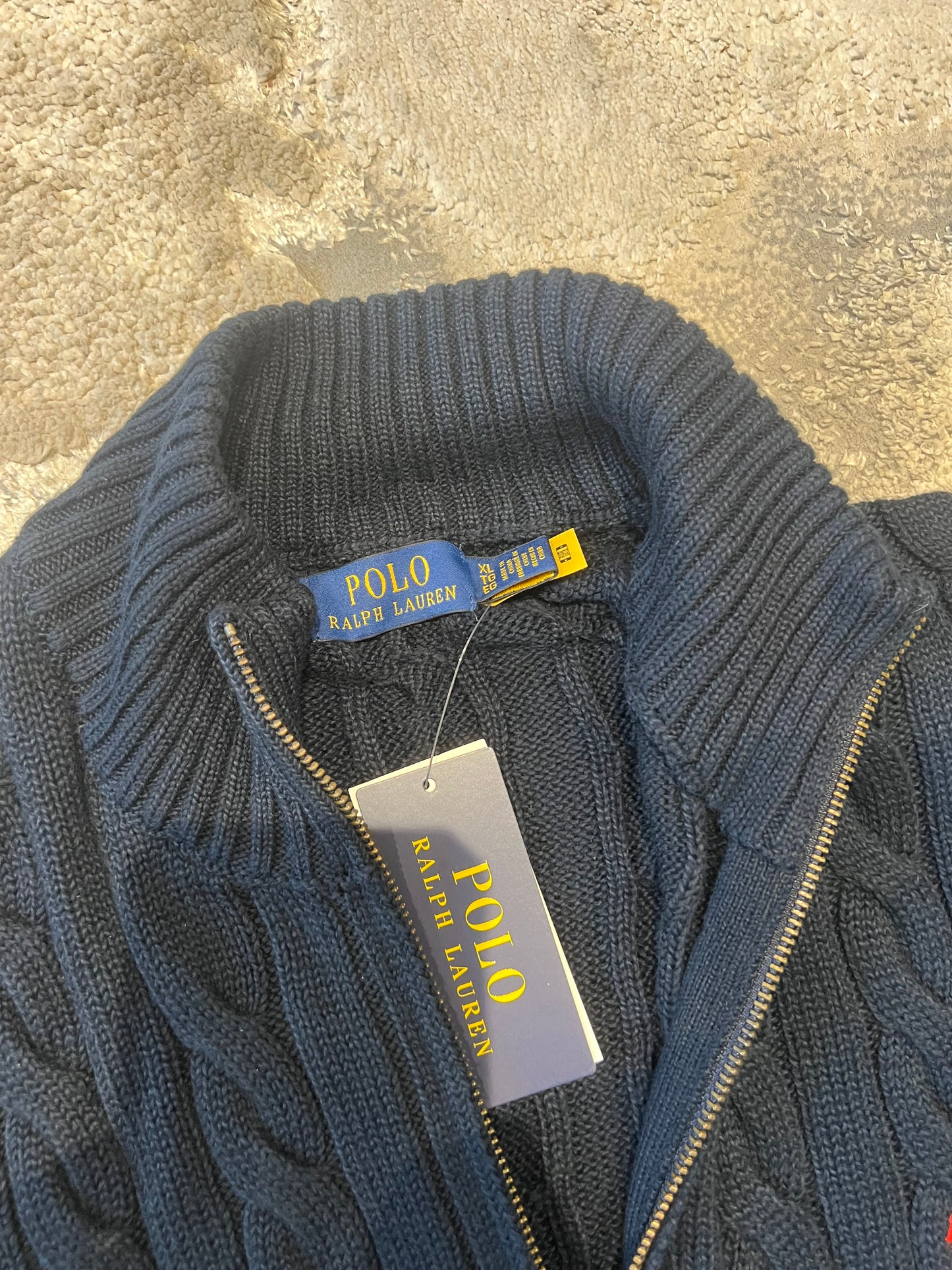 Polo Ralph Lauren Cable-Knit Half Zip Navy