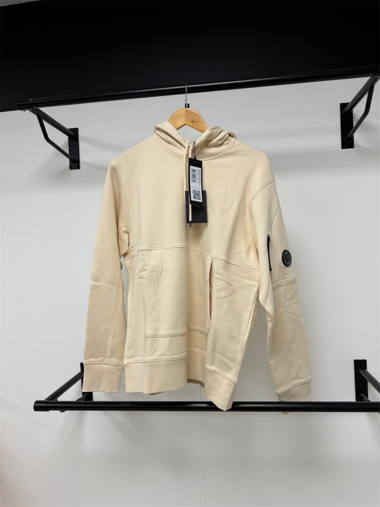 C.P. Company Diagonal Raised Fleece Pistachio Shell Beige Lens Hoodie