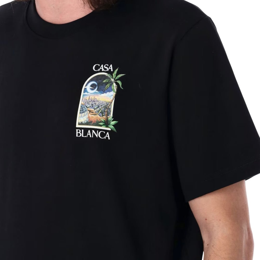 Casablanca La Night Printed T-Shirt Black T-Shirt - Style Centre Wholesale