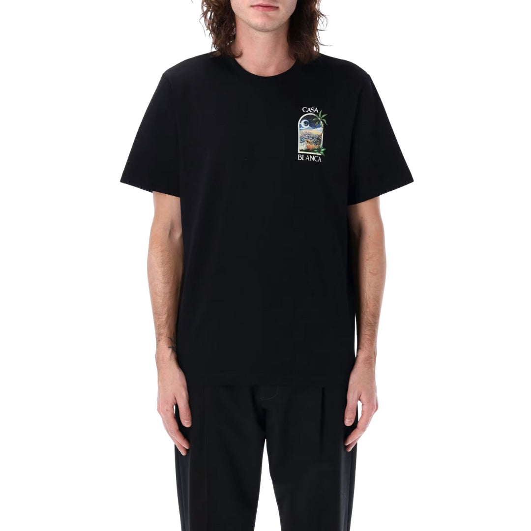 Casablanca La Night Printed T-Shirt Black T-Shirt - Style Centre Wholesale