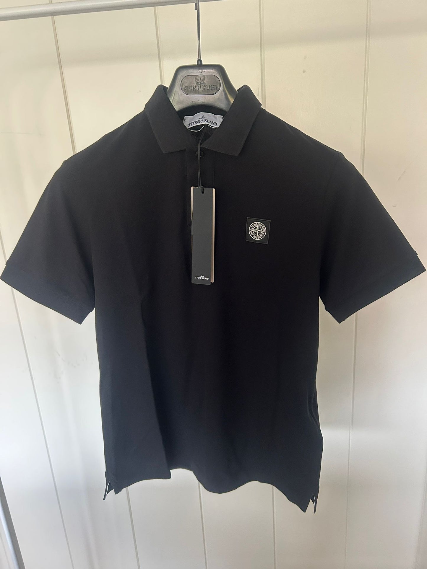 Stone Island Black Cotton Polo