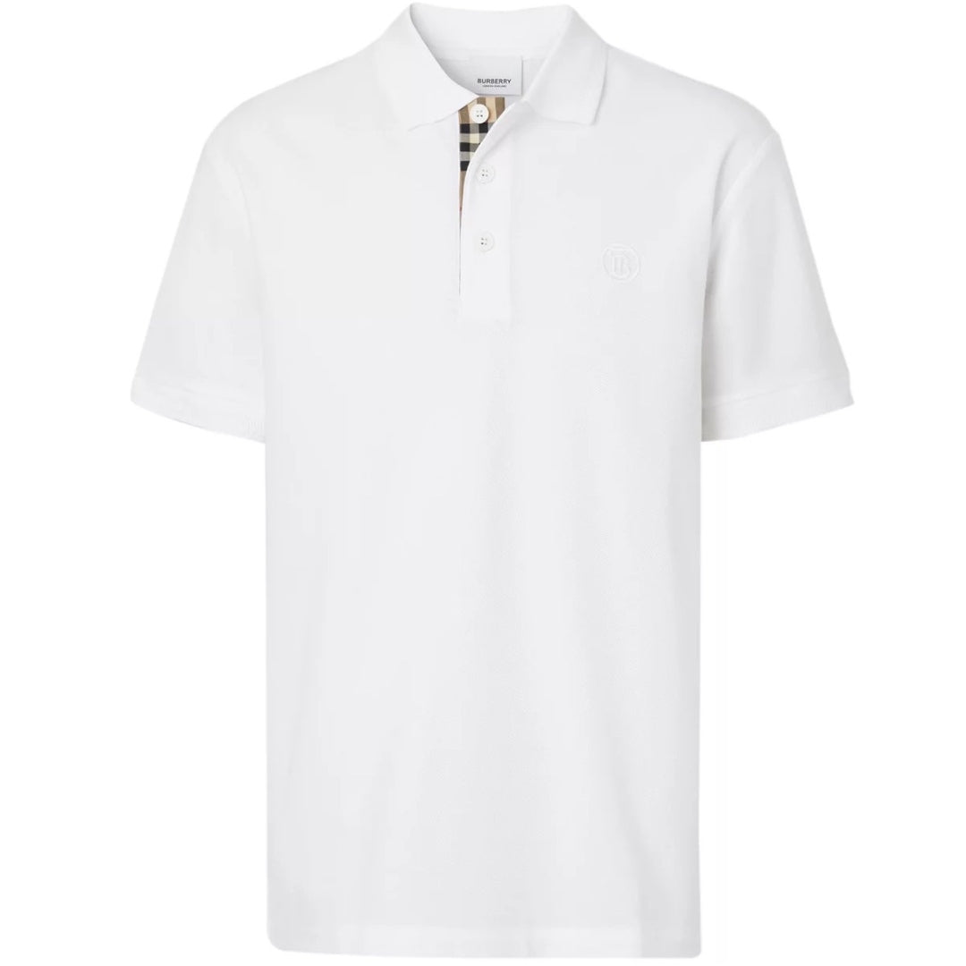 Burberry Branded Circle Logo White Polo Shirt - Style Centre Wholesale