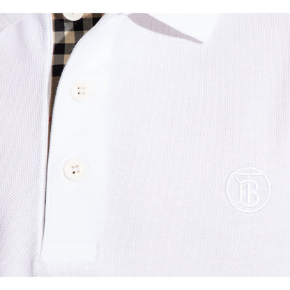 Burberry Branded Circle Logo White Polo Shirt - Style Centre Wholesale
