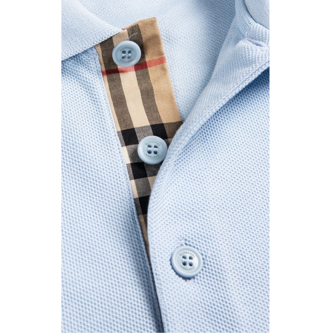 Burberry Branded Circle Logo Sky Blue Polo Shirt - Style Centre Wholesale