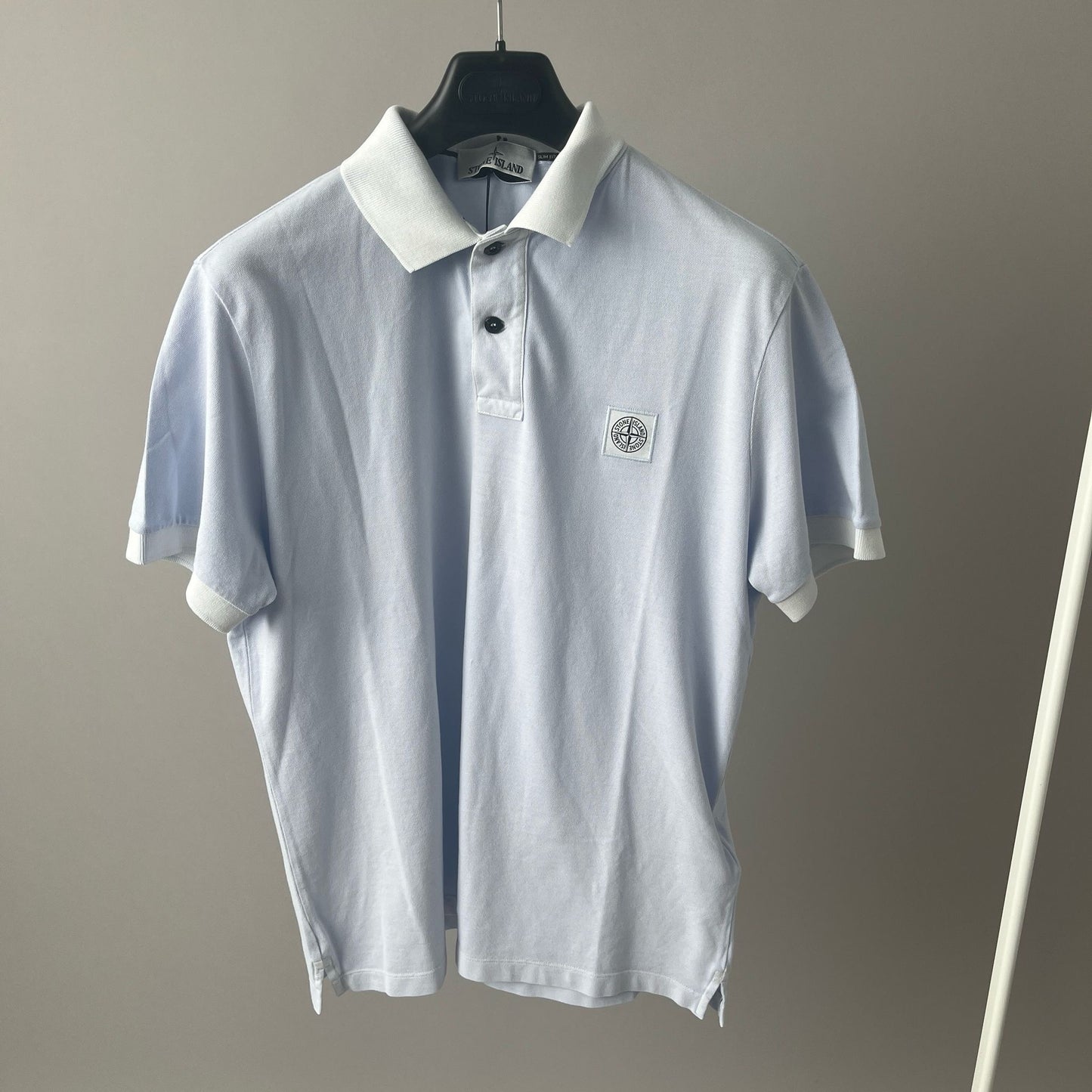 Stone Island Organic Cotton Elastane Pique Sky Blue Polo Shirt