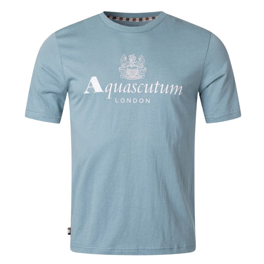 Aquascutum Active Big Logo T Shirt Fw23 Ts001 18 Blue T Shirt Mens - Style Centre Wholesale