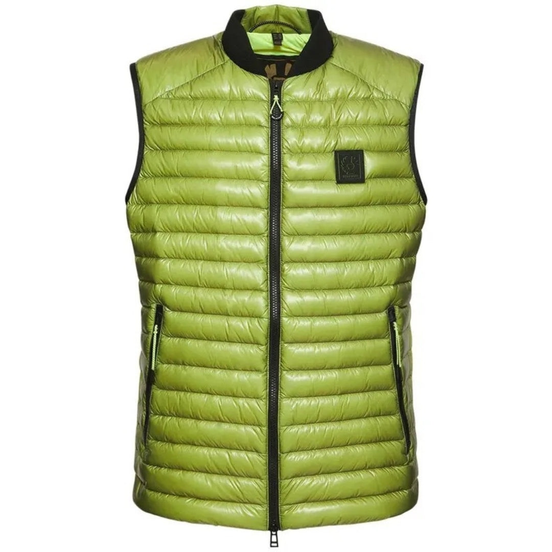 Belstaff Airframe Neon Yellow Shiny Gilet Down Filled Jacket S