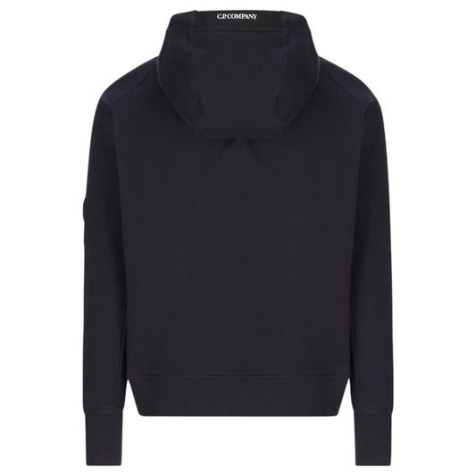 C.P. Company Diagonal Raised Fleece Zip-Up Navy Hoodie