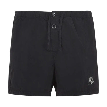 Stone Island Crinkled Nylon Black Swim Shorts