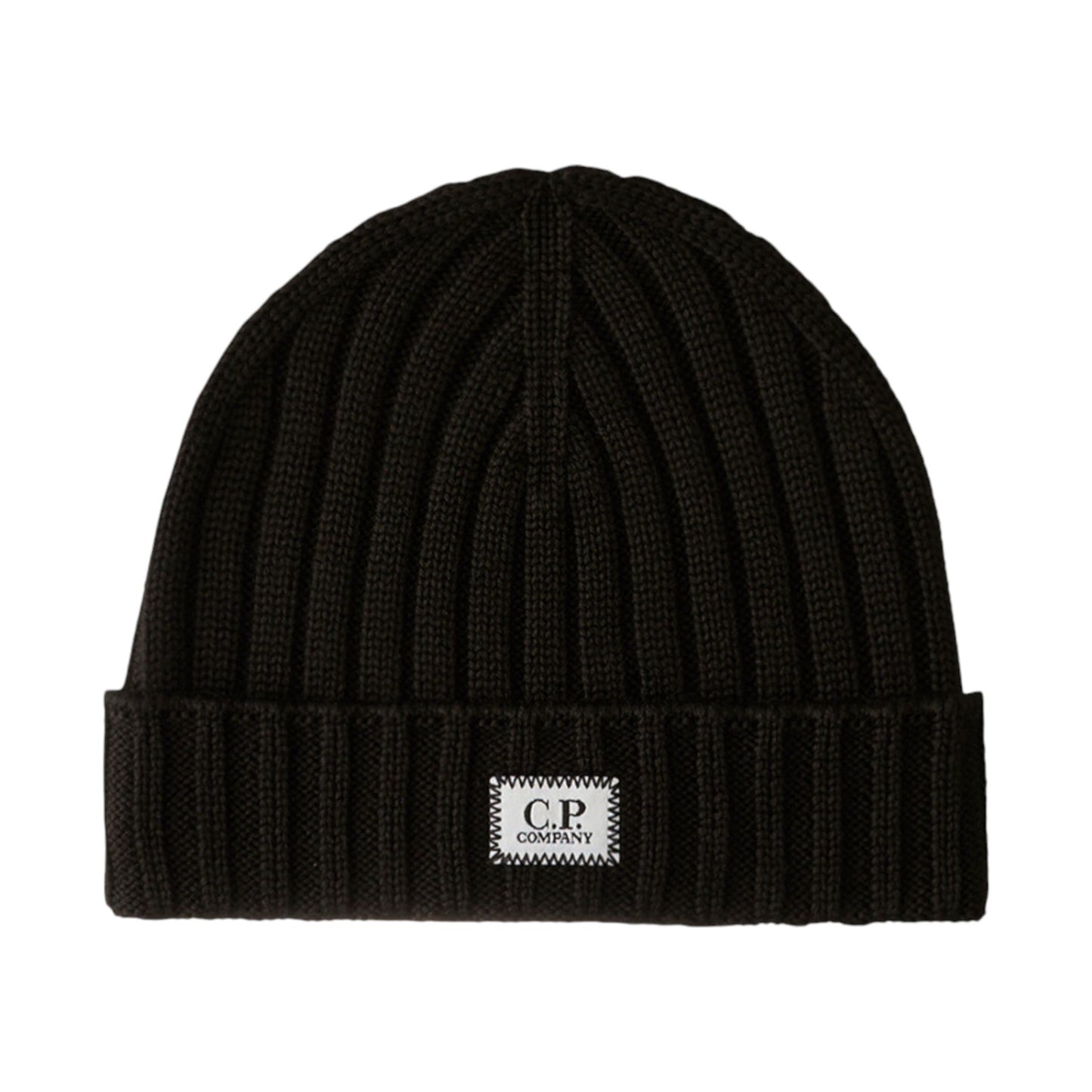 C.P. Company Merino Wool Logo Black Beanie