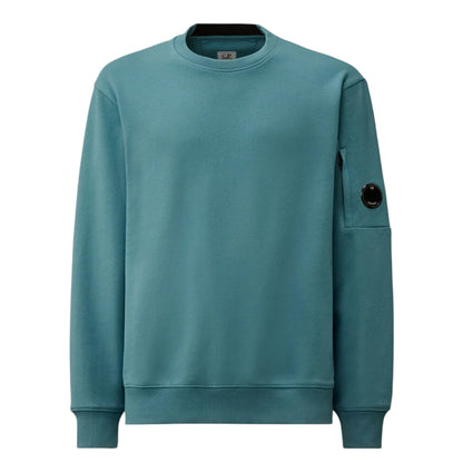 C.P. Company Diagonal Raised Fleece Crewneck Aegean Blue Sweatshirt
