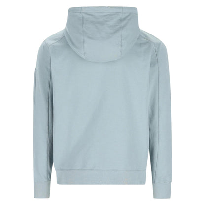 C.P. Company Diagonal Raised Silver Blue Fleece Zip Up Lens Hoodie