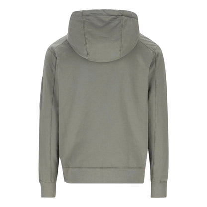 C.P. Company Diagonal Raised Gunmetal Grey Fleece Zip Up Lens Hoodie