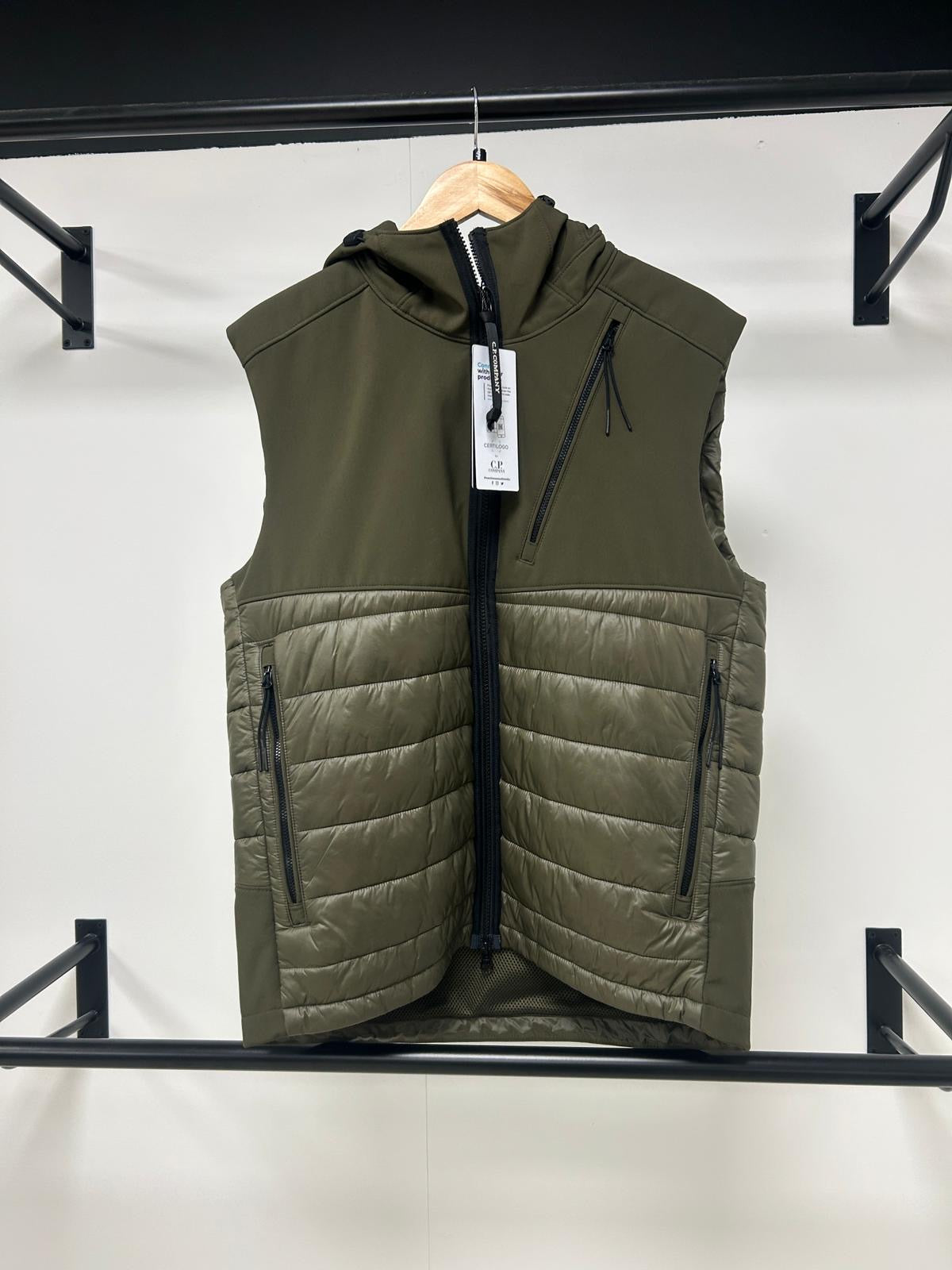 C.P. Company Ivy Green Down Soft Shell Goggle Gilet
