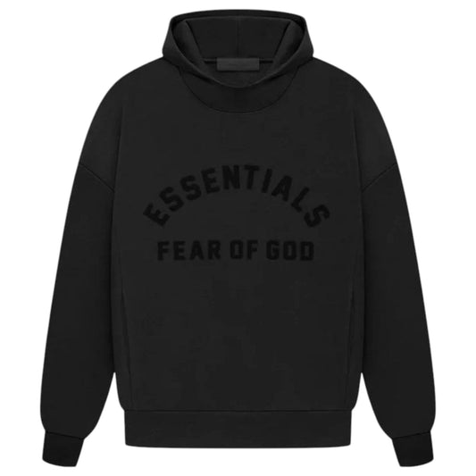 Fear Of God Jet Black Arch Logo Essentials Hoodie