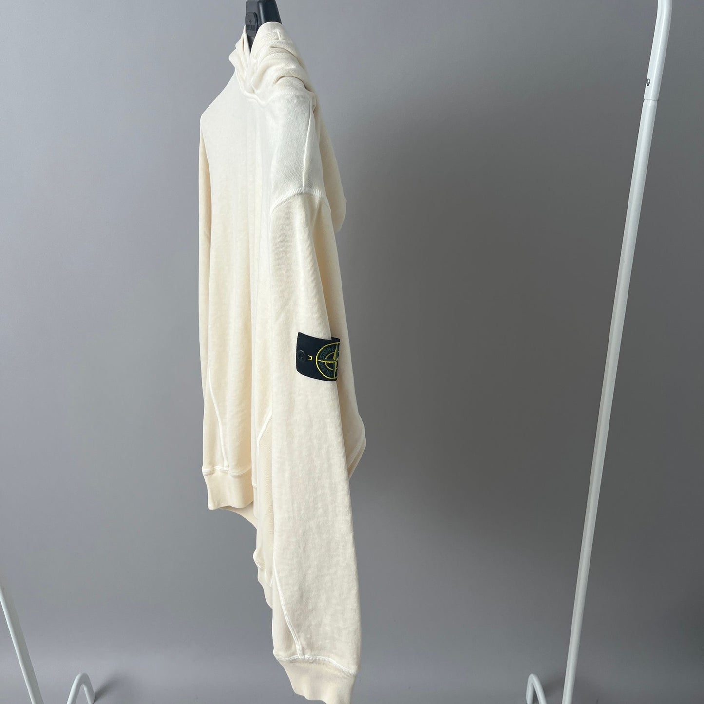 Stone Island Malfile Fleece 'Old' Effect Ivory Hoodie