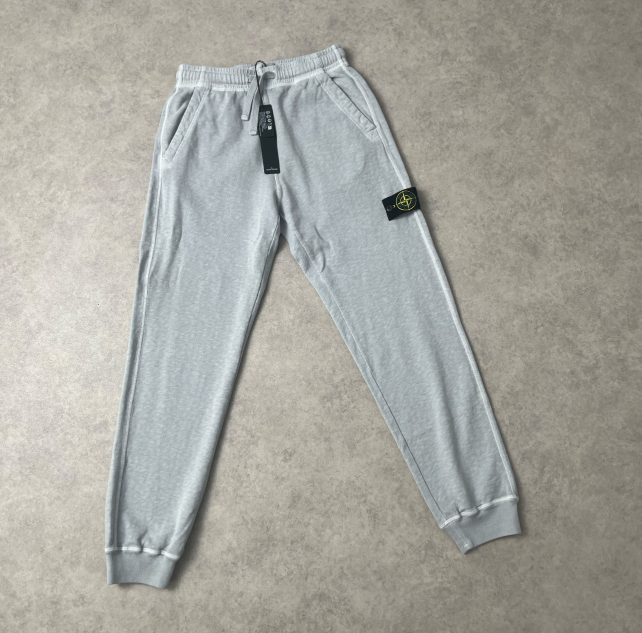 Stone Island Malfile Fleece 'Old' Effect Pearl Grey Sweatpants