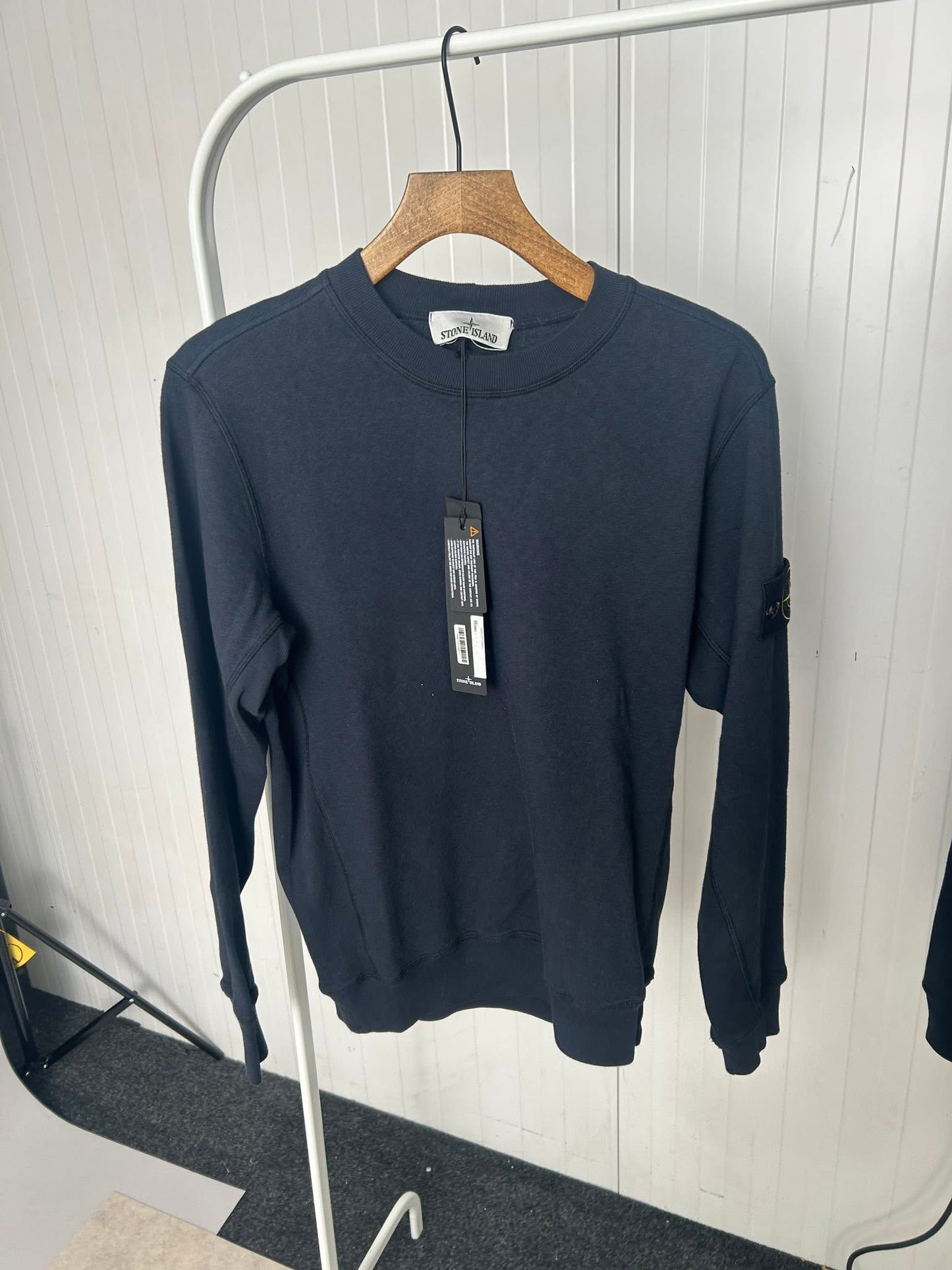 Stone Island Malfile Fleece 'Old' Effect Navy Sweatshirt