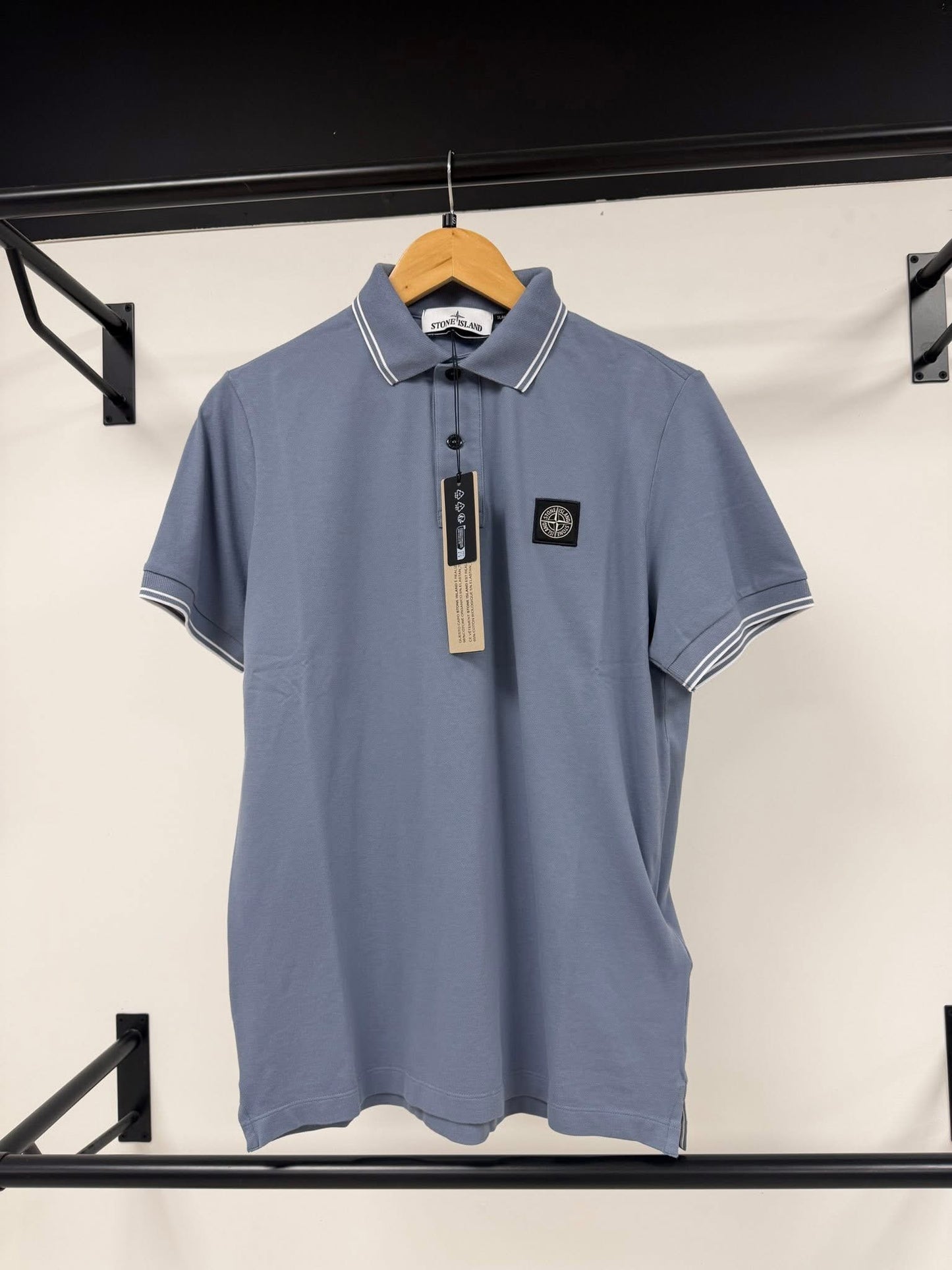 Stone Island Pique Cotton Dark Blue Polo Shirt