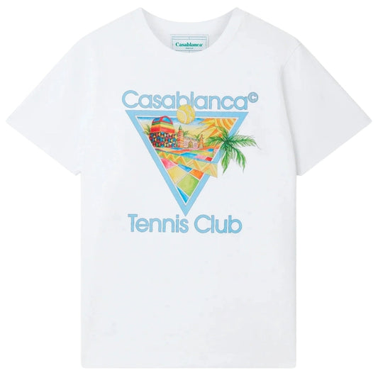 Casablanca Printed  T-Shirt Afro Cubism Tennis Club White  T-Shirts Mens