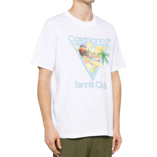 Casablanca Printed  T-Shirt Afro Cubism Tennis Club White  T-Shirts Mens