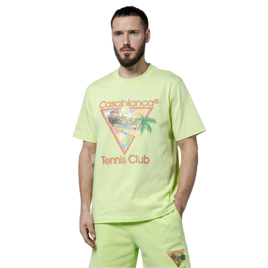 Casablanca Printed  T-Shirt Afro Cubism Tennis Club Pale Green  Green  T-Shirts Mens