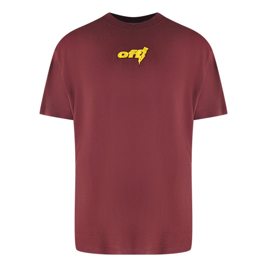 Off-White Thunder Stable Oversized Fit Burgundy T-Shirt XS