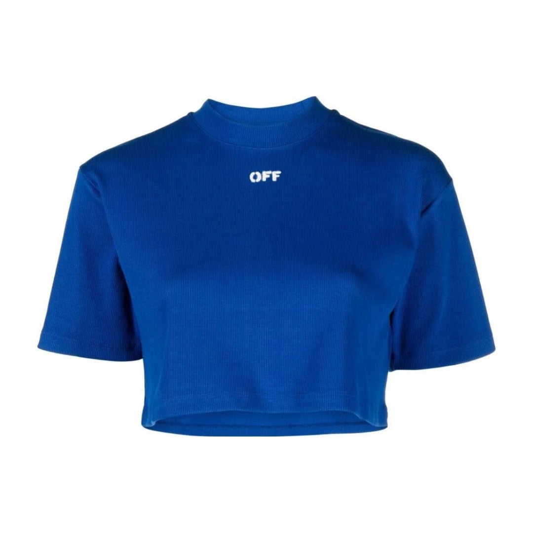 Off-White Stamp Ribbed Cropped T-Shirt XS