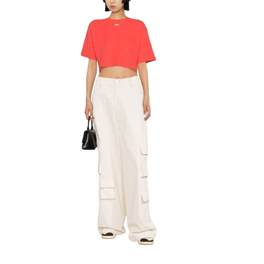 Off-White Logo Print Cropped T-Shirt M