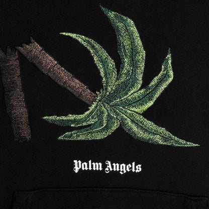 Palm Angels Broken Palm Tree Logo Black Hoodie - Style Centre Wholesale