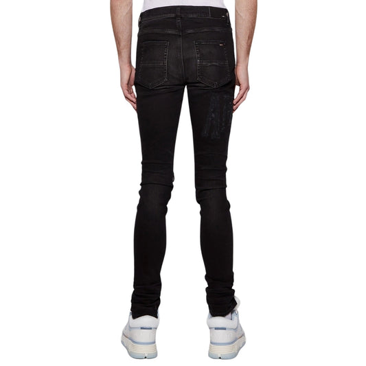 Amiri Slim Fit Distressed Amiri Logo Aged Black Denim Jeans W31 L32 / 32L