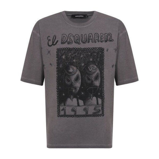 Dsquared2 Overlay Graphic Loose Fit T-Shirt Charcoal XS