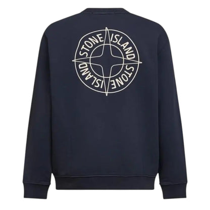 Stone Island Cotton Fleece Compass Logo Print Navy Sweatshirt