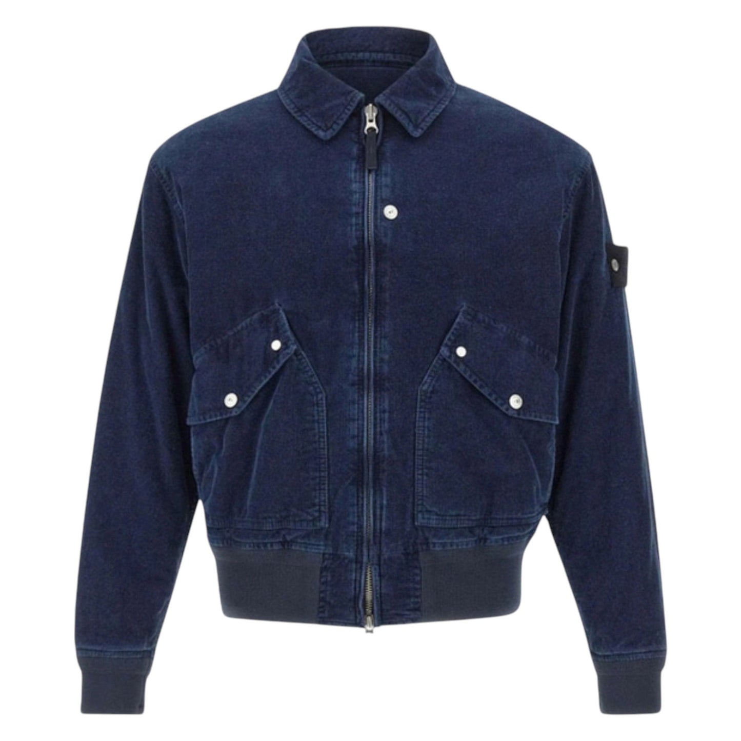Stone Island Micro Corduroy Rinsed Bomber Navy Jacket