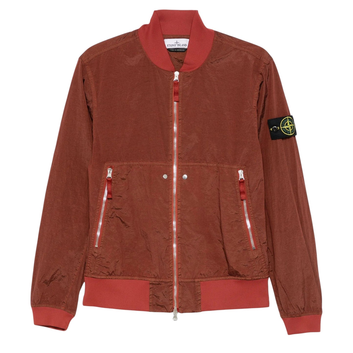 Stone Island Orange Nylon Metal Bomber Jacket