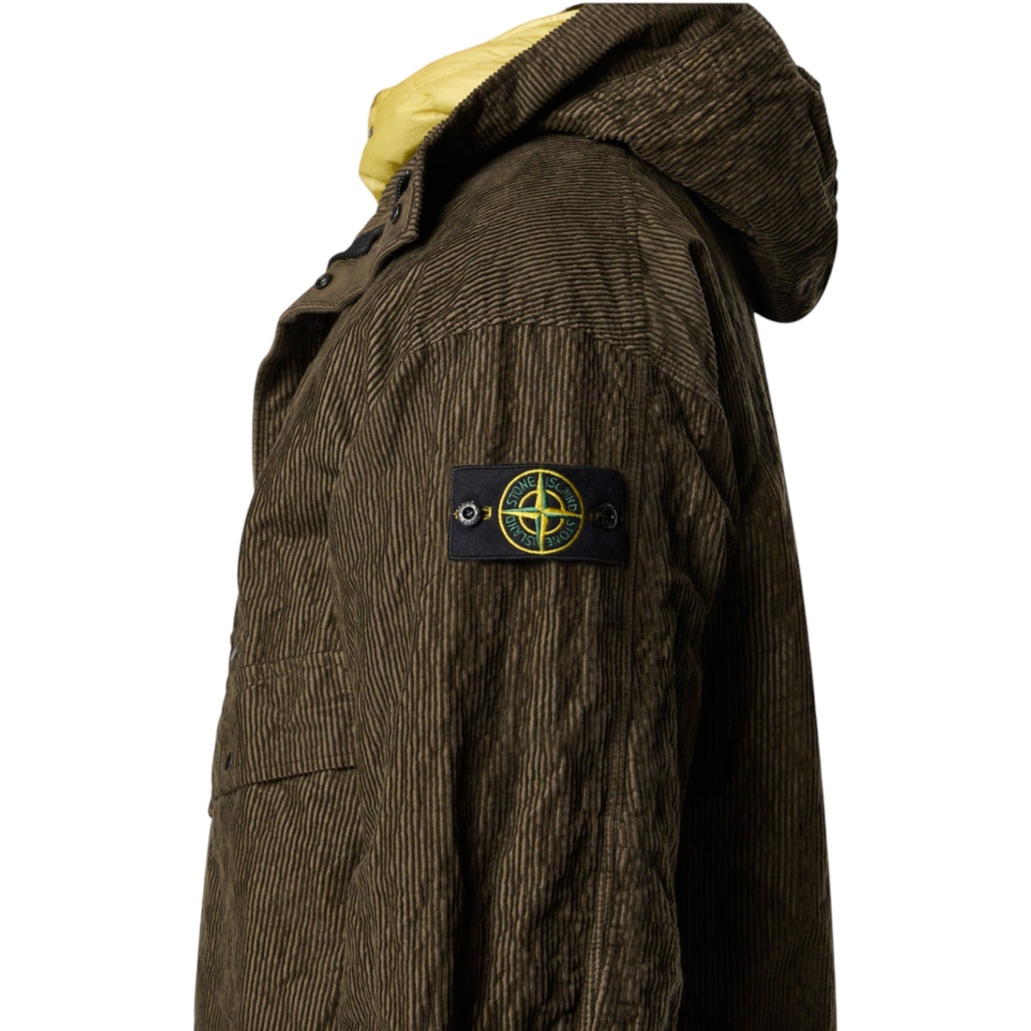 Stone Island Wrinkled Corduroy 500-TC Military Green Parka Jacket