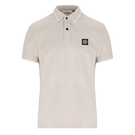 Stone Island Pique Cotton Pearl Grey Polo Shirt