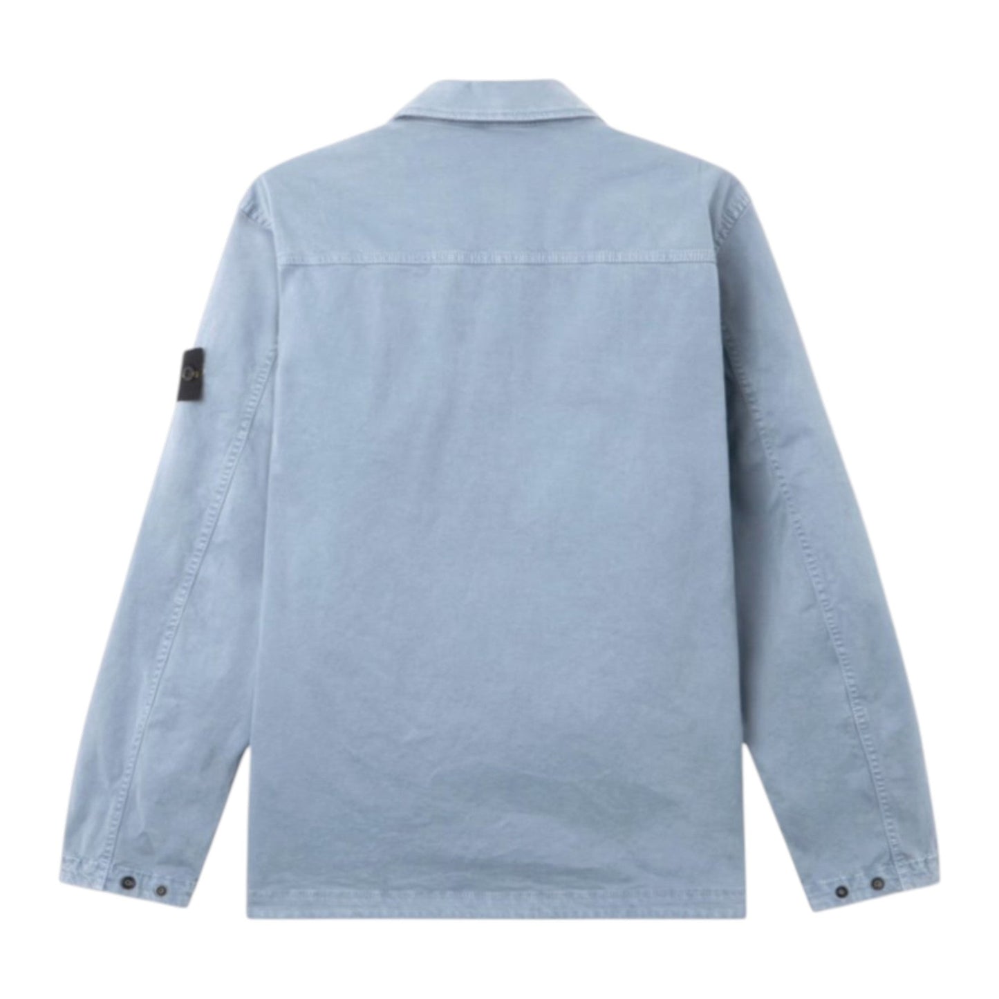 Stone Island Organic Cotton Stretch Broken Twill 'Old' Effect Avio Blue Overshirt