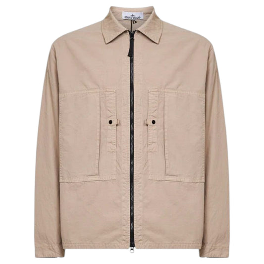 Stone Island Mercerised Organic Cotton Desert Beige Overshirt